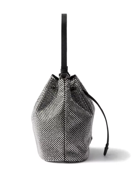 Geantă bucket Prada de cristal negru