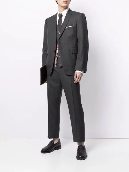 Cardigan Thom Browne din lână merinos cu decolteu în V gri