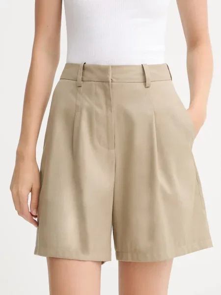 IRO pantaloni scurți din lână uni high waist verde