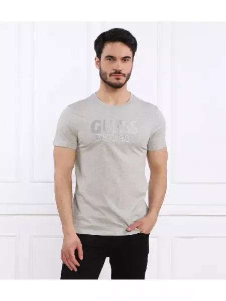 GUESS Tricou SS BSC EMBROIDERED G gri
