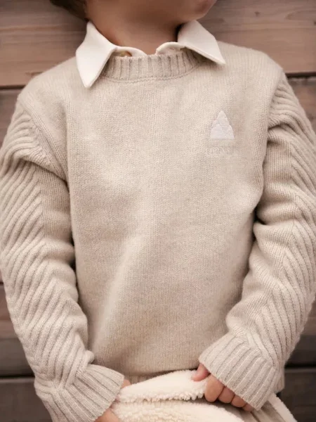 Donsje sveter detský z meríno vlny Geeratz Merino Wool Sweater Mountain béžová
