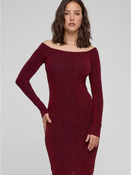 Rochie maxi Urban Classics cu mâneci lungi lungă de costum bordo