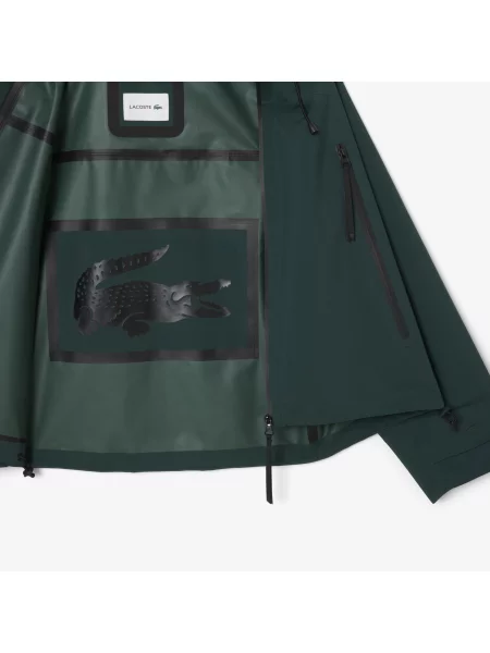 Lacoste Wodoodporna Parka Z Kapturem O Kroju Oversize zielona