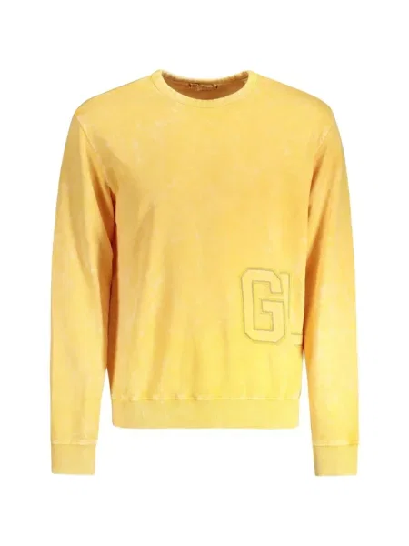 Hanorac crewneck Guess cu decolteu rotund galben