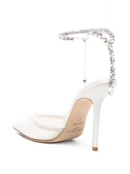 Pantofi cu toc Jimmy Choo din dantelă alb