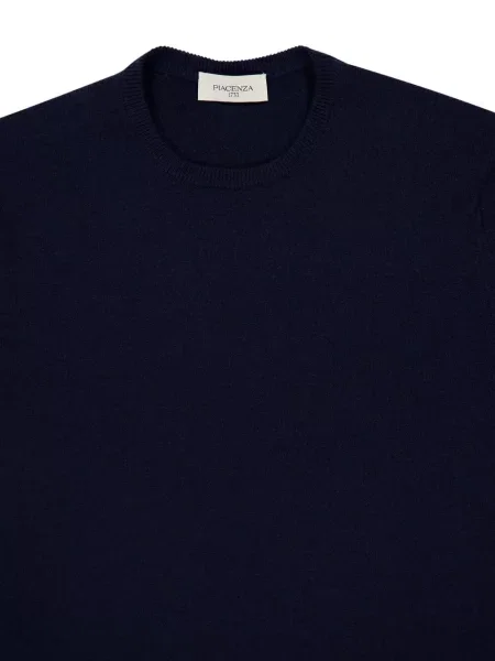 Πουλόβερ Piacenza Cashmere κασμίρ με στρογγυλή λαιμόκοψη μπλε