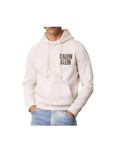 Bluza z kapturem Calvin Klein z kapturem beżowa