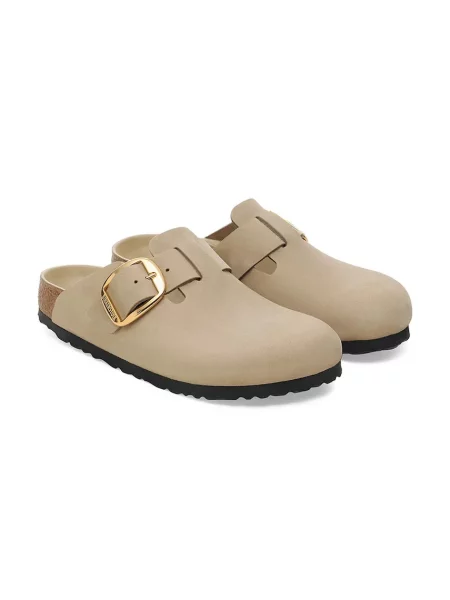Kožené pantofle Birkenstock Boston Big Buckle béžová