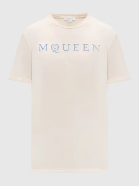 Футболка з логотипом Alexander Mcqueen бежева