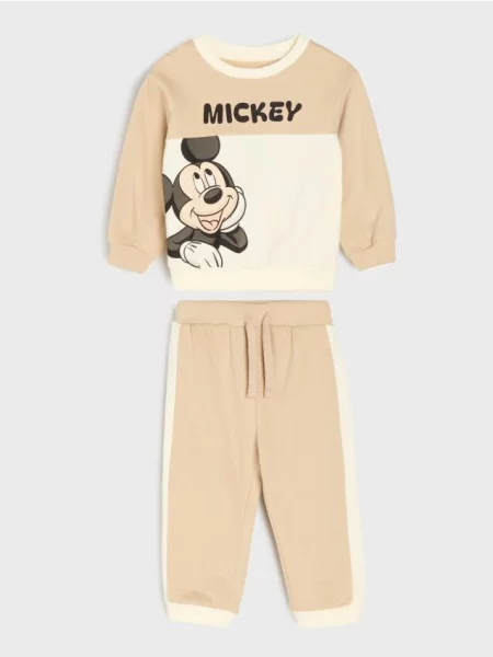 Sinsay komplet: mikina a kalhoty Mickey Mouse béžová