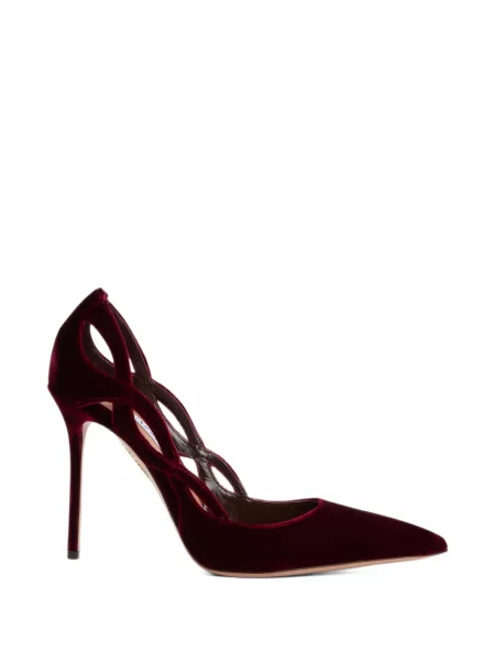 Pantofi cu toc Aquazzura de catifea roșu