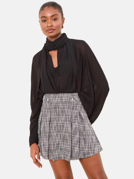 Lipsy Fustă gri / negru alb