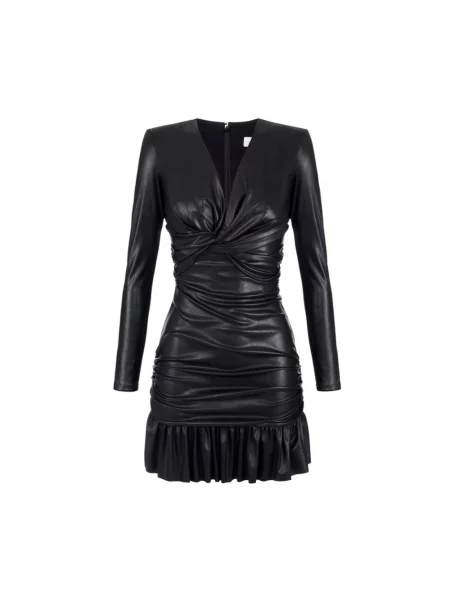 Sukienka mini Elisabetta Franchi skórzana czarna