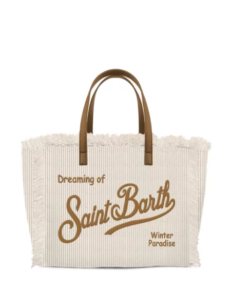 Geantă Mc2 Saint Barth cu broderie de catifea cord alb