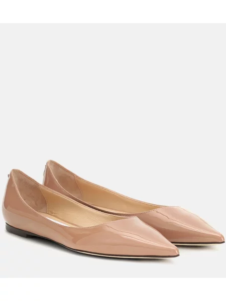 Balerini Jimmy Choo din piele de lac bej