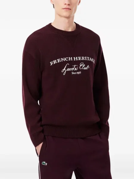 Pulover Lacoste cu broderie roșu