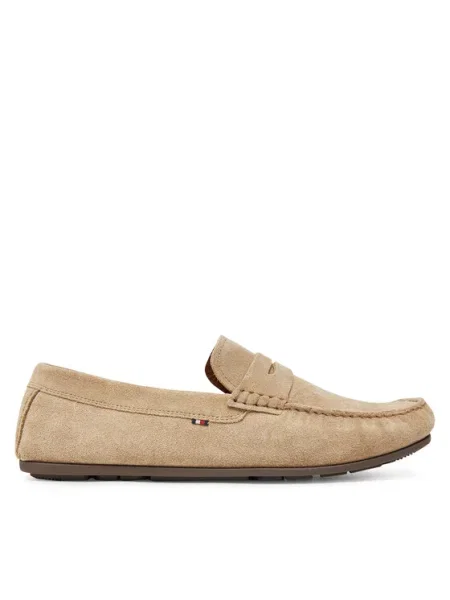 Велурени мокасини Tommy Hilfiger CASUAL SUEDE DRIVER бежово