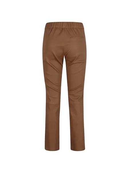 Pantaloni Enes din piele cu cordon maro