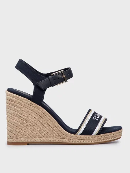 Босоножки Tommy Hilfiger на танкетке синие