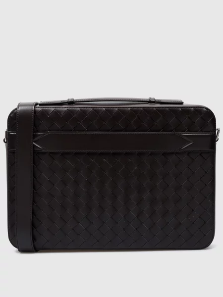 Кожаная сумка Bottega Veneta в деловом стиле коричневая
