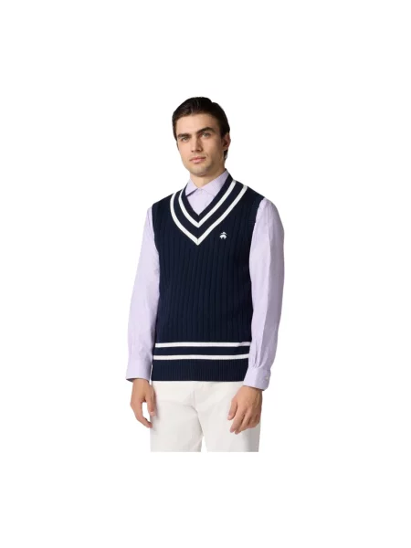 Kamizelka Brooks Brothers z dekoltem w serek z logo niebieska