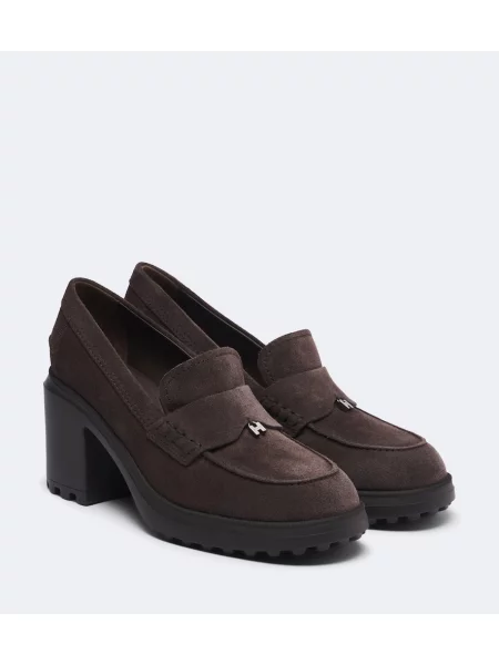 Pantofi cu toc Hogan din piele de căprioară maro