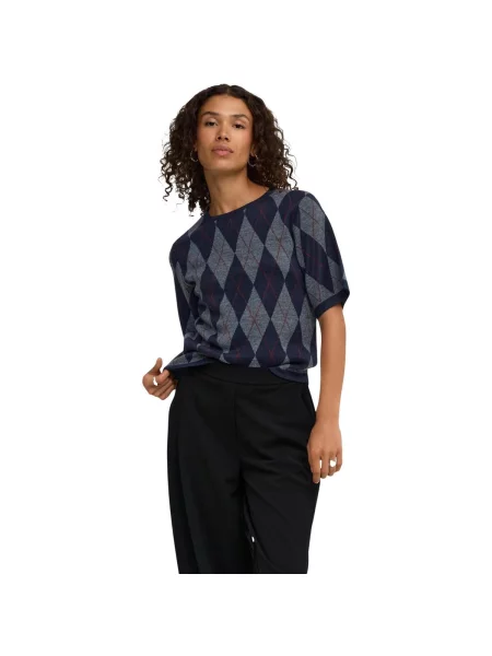 Pulover Jacqueline De Yong cu model argyle albastru