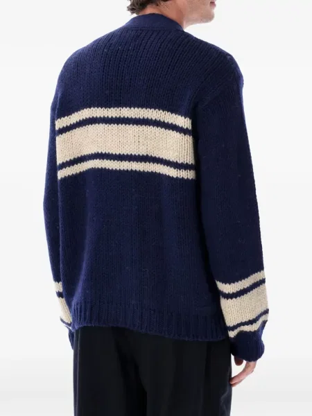Cardigan Universal Works cu dungi tricotate chunky albastru