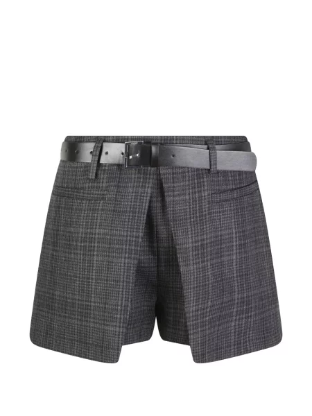 Cu centură pantaloni scurți Dondup în carouri gri