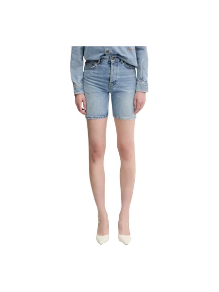 Fiorucci szorty jeansowe Bermuda Denim gładkie high waist niebieski