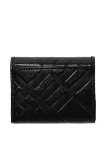 Кожено карирано портмоне Burberry черно