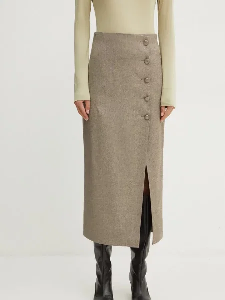 Marella Fustă cu adaos de lână maro