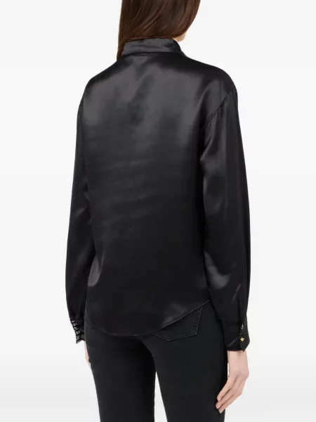 Cămașă Roberto Cavalli de mătase negru