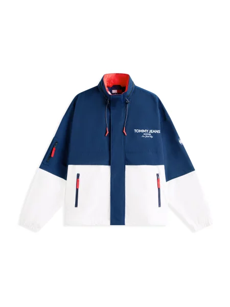 Tommy Jeans Prehodna jakna temno modra / rdeča bela