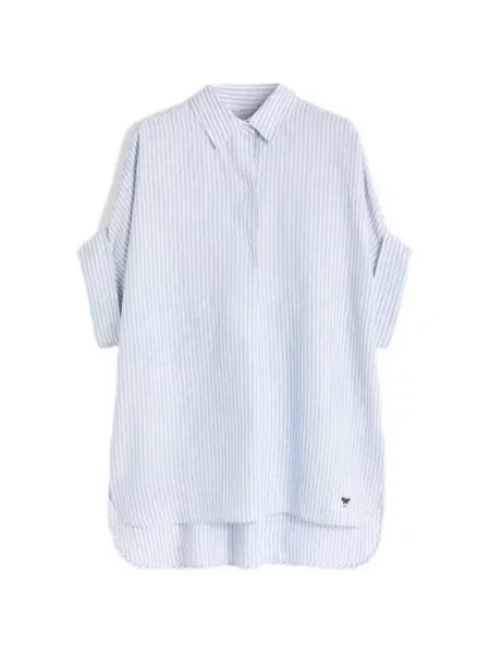 Lniana koszula z lnu Weekend Max Mara z nadrukiem niebieska