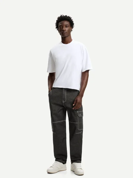 Bershka Pantaloni eleganți denim negru
