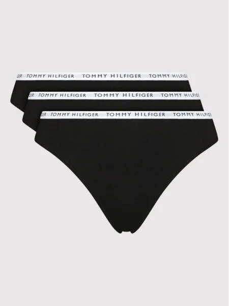 Tommy Hilfiger Set 3 perechi de chiloți tanga negru