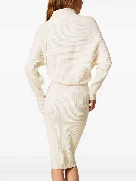 Rochie midi Twinset până la genunchi de costum alb