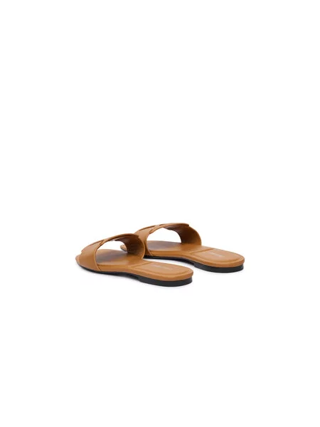 Šlepetės Calvin Klein Square Flat Sandal Emblem ruda