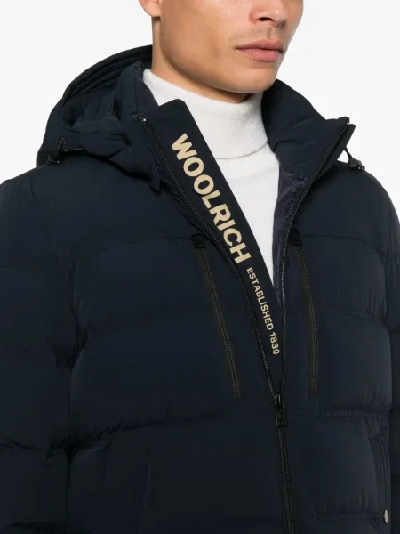 Geacă Woolrich cu glugă albastru