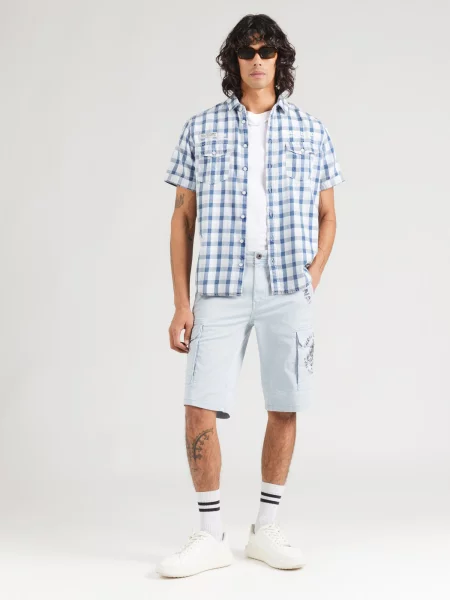 CAMP DAVID Pantaloni cu albastru deschis negru