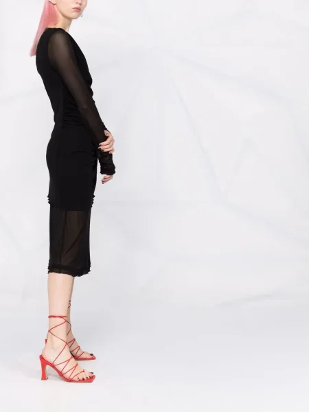 Rochie midi Ferragamo transparente până la genunchi de costum negru