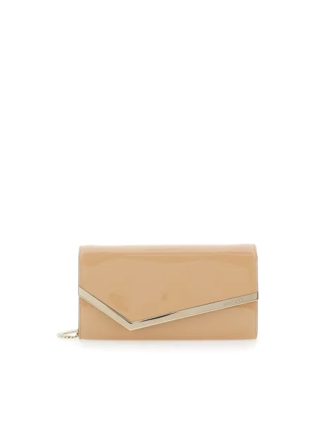 Kopertówka Jimmy Choo skórzana beżowa