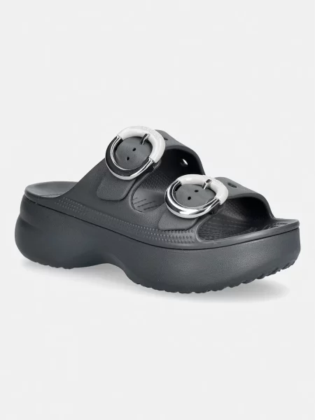 Crocs pantofle na platformě Saturday Platform Dipped Buckle Sandal šedé