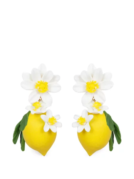 Cercei Jennifer Behr cu model floral galben