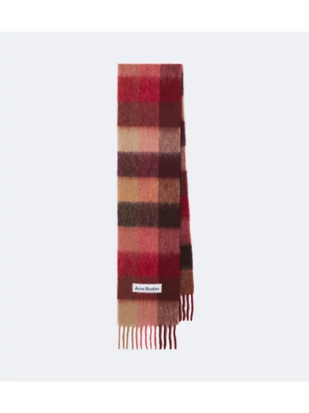 Fular Acne Studios de lână în carouri roz
