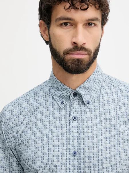BOSS Orange koszula regular z kołnierzykiem button-down niebieski