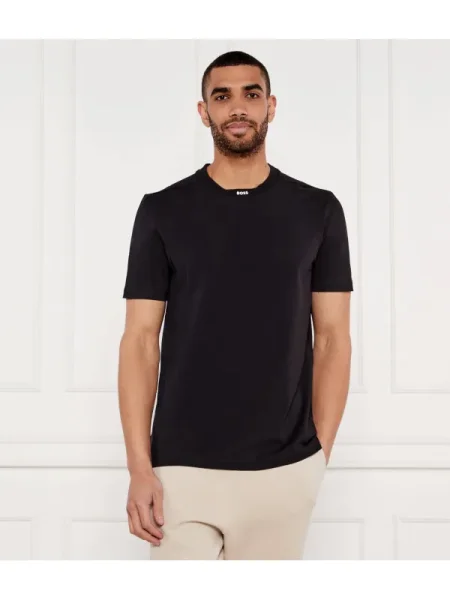 BOSS GREEN Tricou Rib negru
