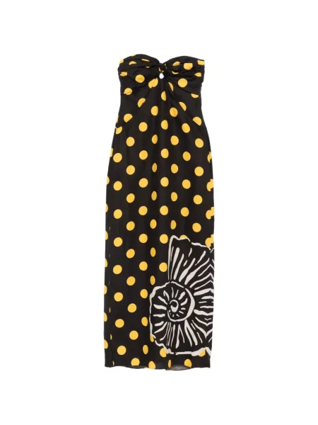 Rochie midi Cala De La Cruz cu buline negru