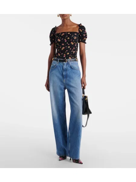 Top Dolce&gabbana de mătase cu model floral negru